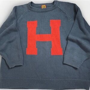HUMAN MADE Polar Bear Knit Sweater Blue Red H Graphic Oversized M/L Streetwear